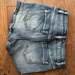 High waisted jean shorts.